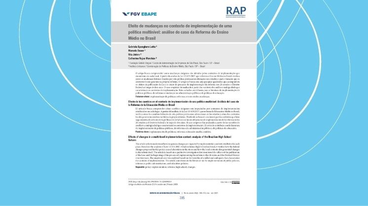 Efeito de mudanças no contexto de implementação de uma política multinível: análise do caso da Reforma do Ensino Médio no Brasil