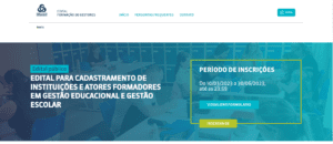 Home do site Edital de Cadastramento de instituições e atores formadores em gestão educacional e escolar